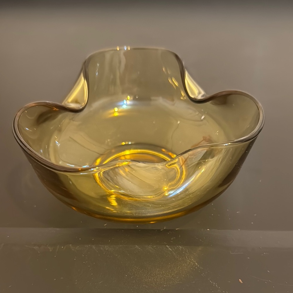 Elegant Amber Glass Bowl